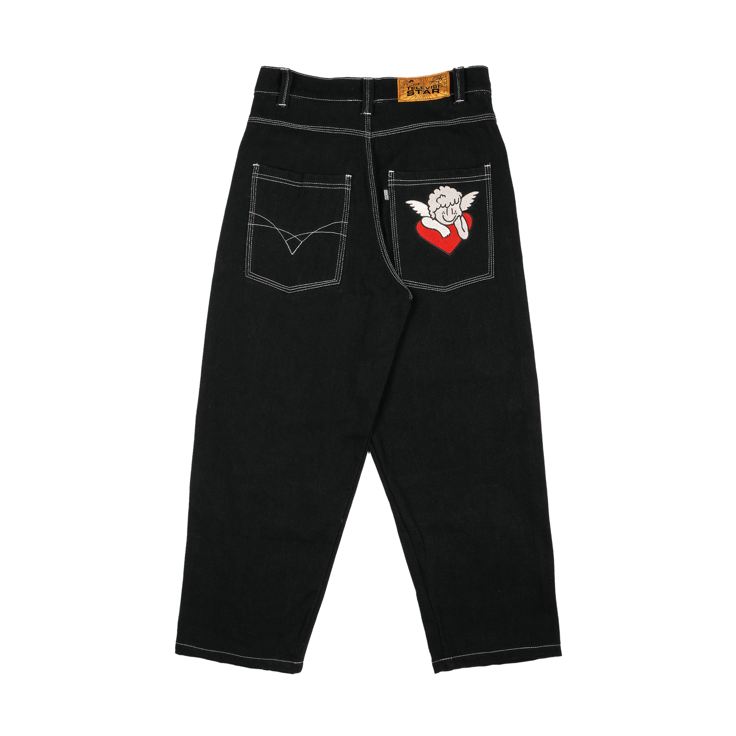 PINK LOVE DENIM PANT - BLACK