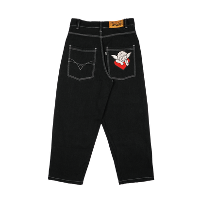 PINK LOVE DENIM PANT - BLACK