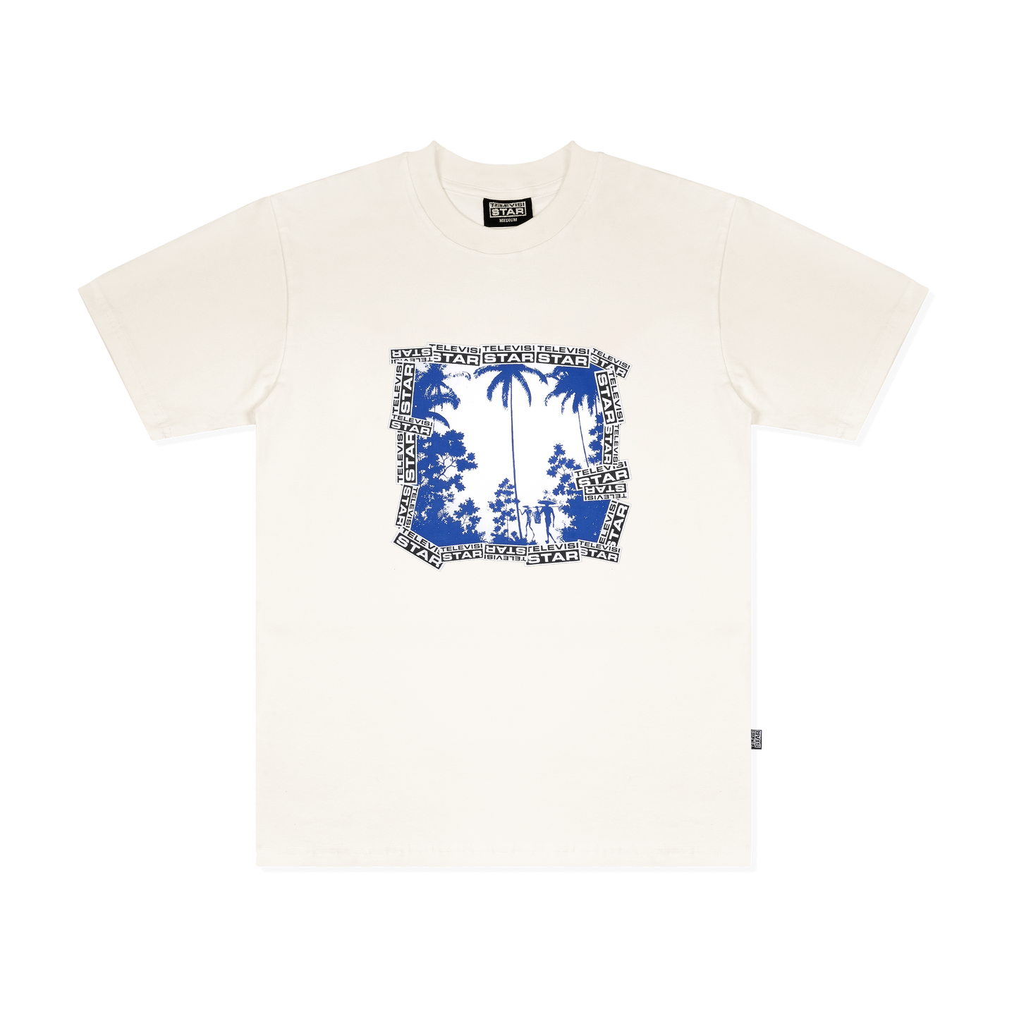 PARADISE BLUE TEE - WHITE