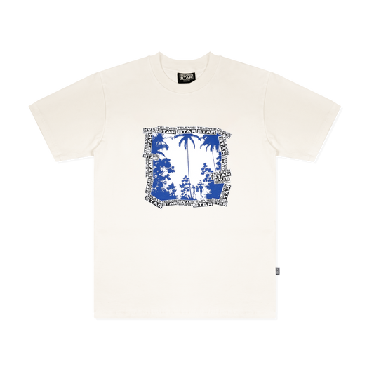PARADISE BLUE TEE - WHITE