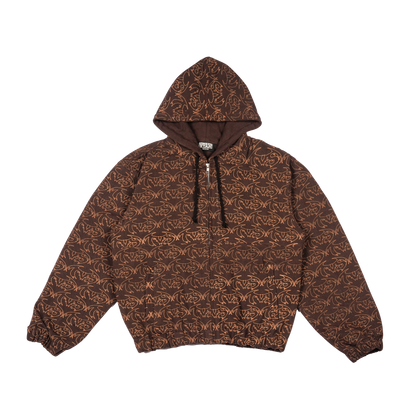 VAMP FULL PRINT DENIM JACKET - BROWN