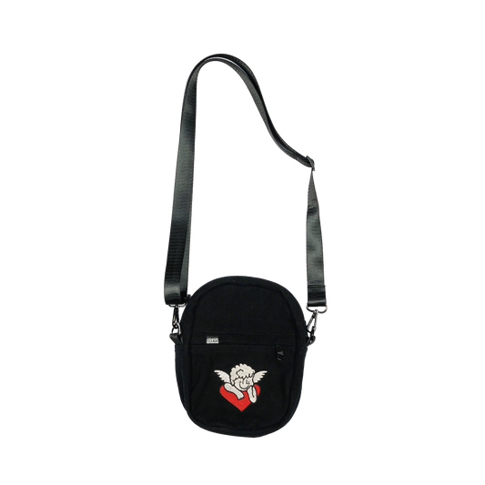 PINK LOVE DENIM SLINGBAG - BLACK