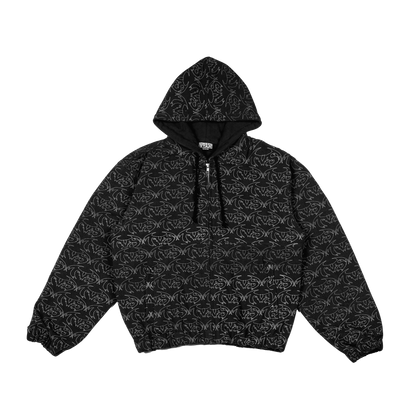 VAMP FULL PRINT DENIM JACKET - BLACK