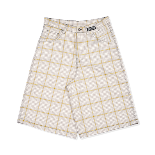 PLAID BAGGY SHORT - BEIGE