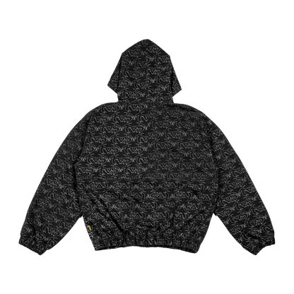 VAMP FULL PRINT DENIM JACKET - BLACK