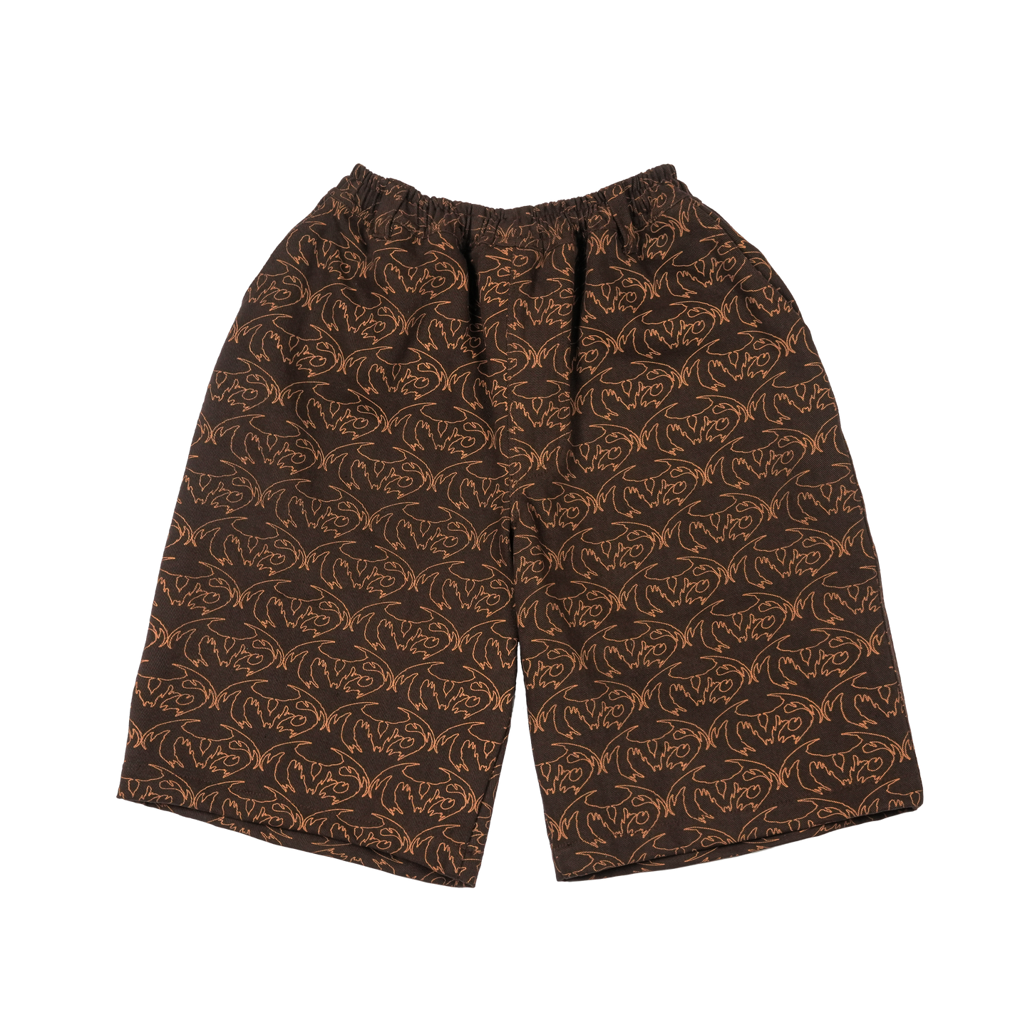 VAMP FULL PRINT DENIM SHORT - BROWN