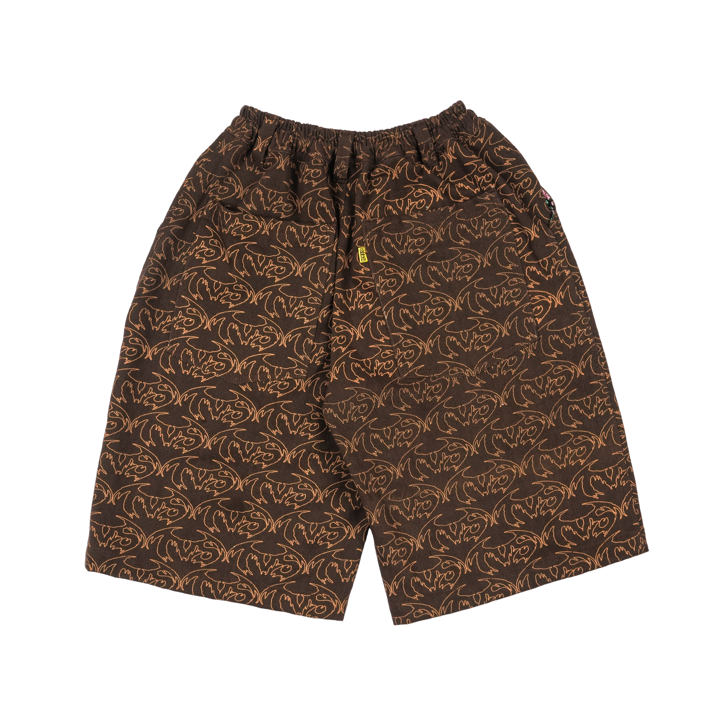VAMP FULL PRINT DENIM SHORT - BROWN