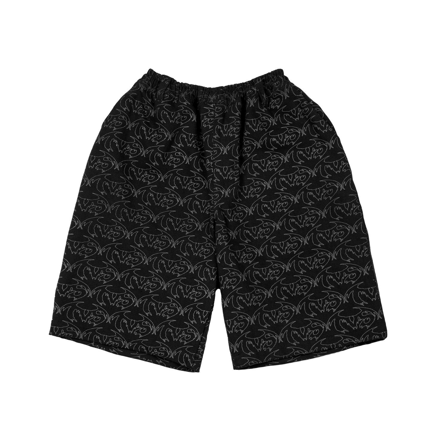 VAMP FULL PRINT DENIM SHORT - BLACK