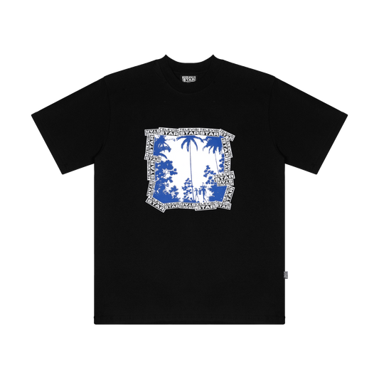 PARADISE BLUE TEE - BLACK