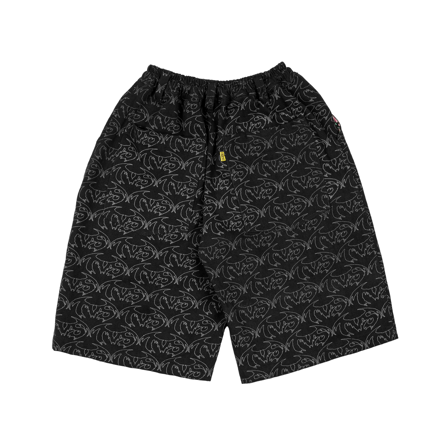 VAMP FULL PRINT DENIM SHORT - BLACK