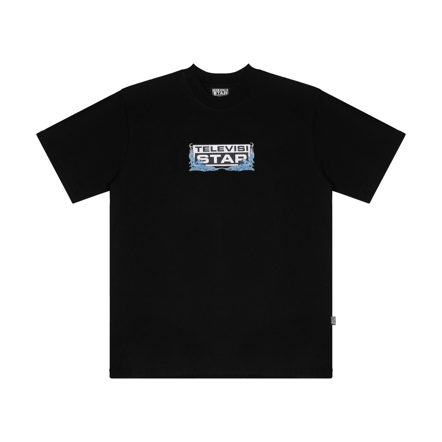 BLUE FLAME TEE - BLACK