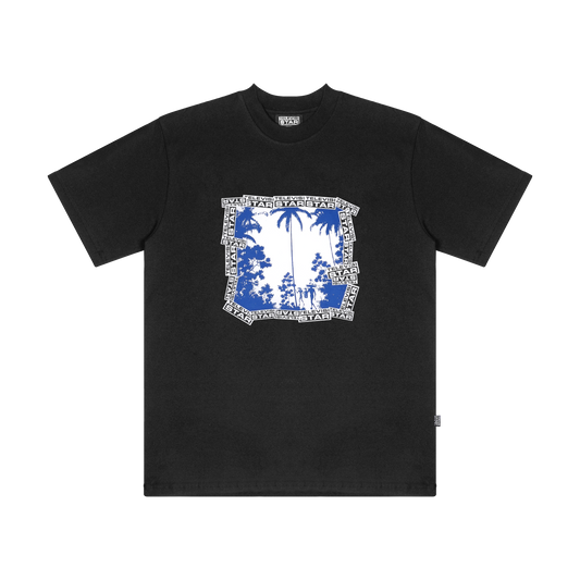 PARADISE BLUE TEE - CHARCOAL