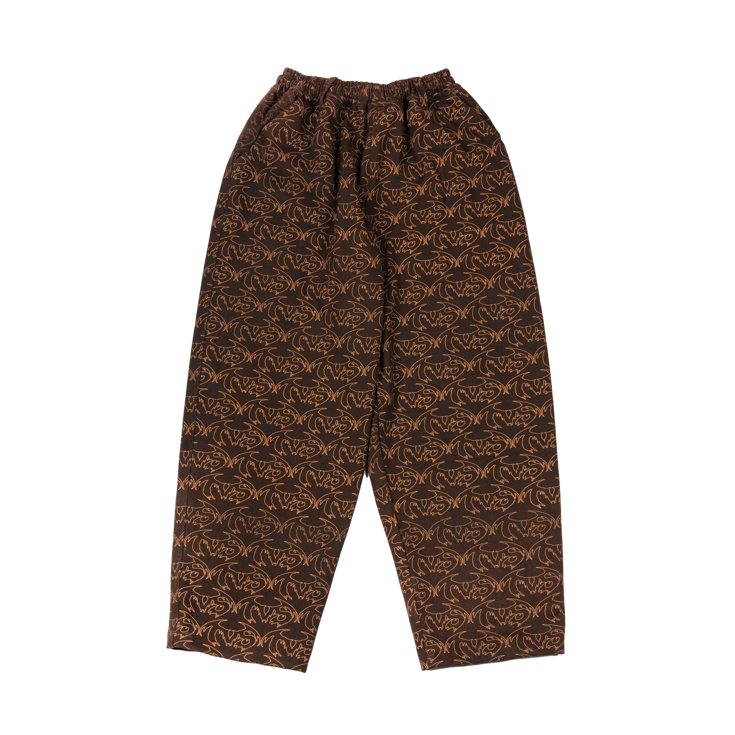 VAMP FULL PRINT DENIM PANT - BROWN