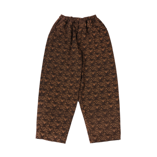 VAMP FULL PRINT DENIM PANT - BROWN