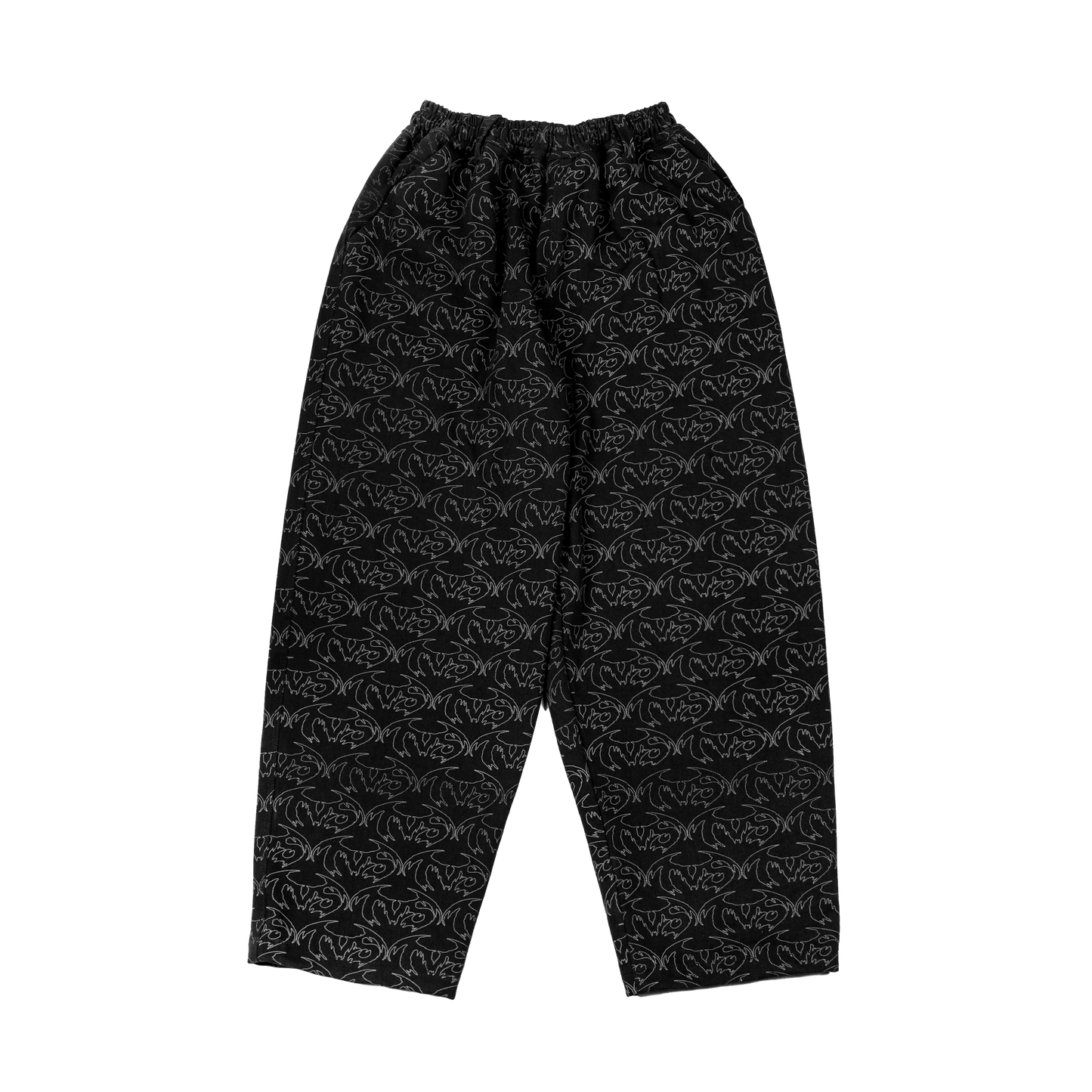 VAMP FULL PRINT DENIM PANT - BLACK