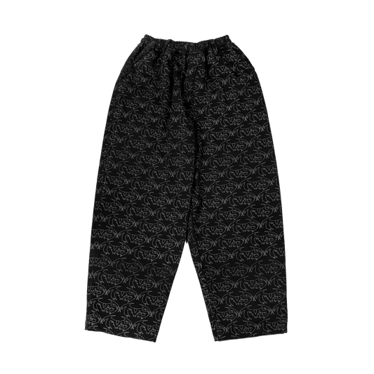 VAMP FULL PRINT DENIM PANT - BLACK