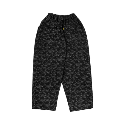 VAMP FULL PRINT DENIM PANT - BLACK