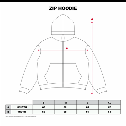 BOXY ZIP UP LOGO HOODIE - BLACK
