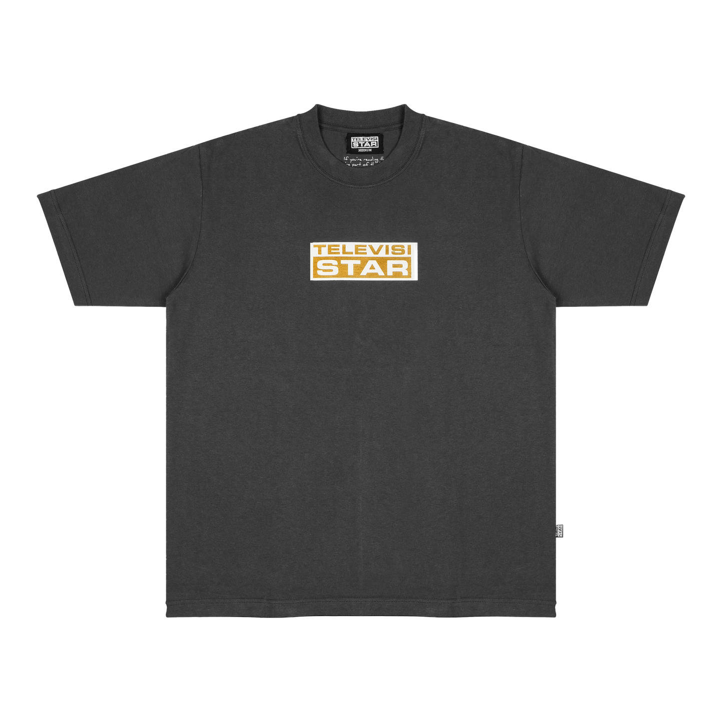 GOLD LOGO BOX TEE - CHARCOAL