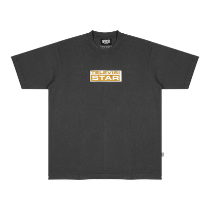 GOLD LOGO BOX TEE - CHARCOAL